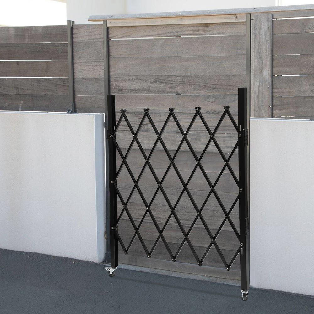 Single Folding Security Gate Rolling Barricade Doors Scissor Gate with Padlock