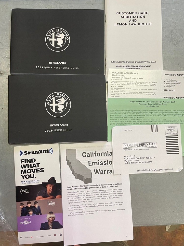 2019 GU-Alfa Romeo Stelvio (J1-US-UG) User Guide & Quick Reference.  NIP