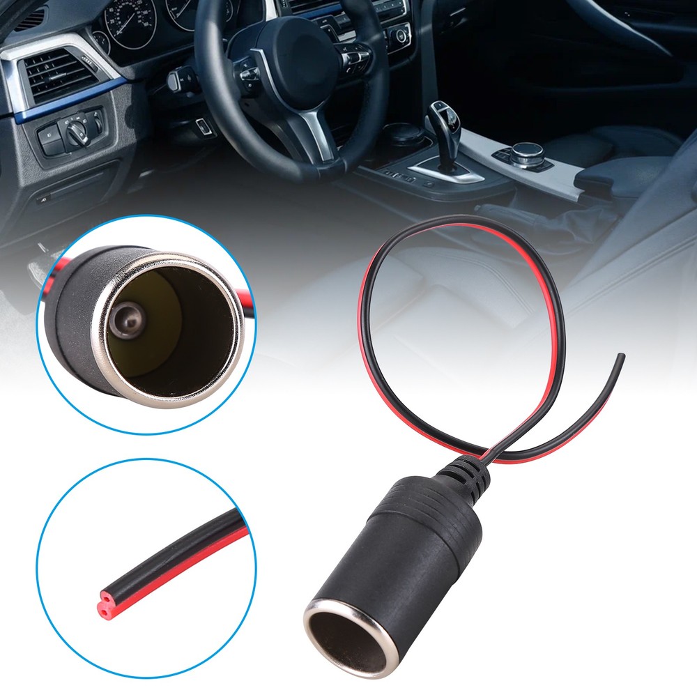 2PCS Car Cigarette Lighter Charger Adapter Cable Female Socket Plug Connector
