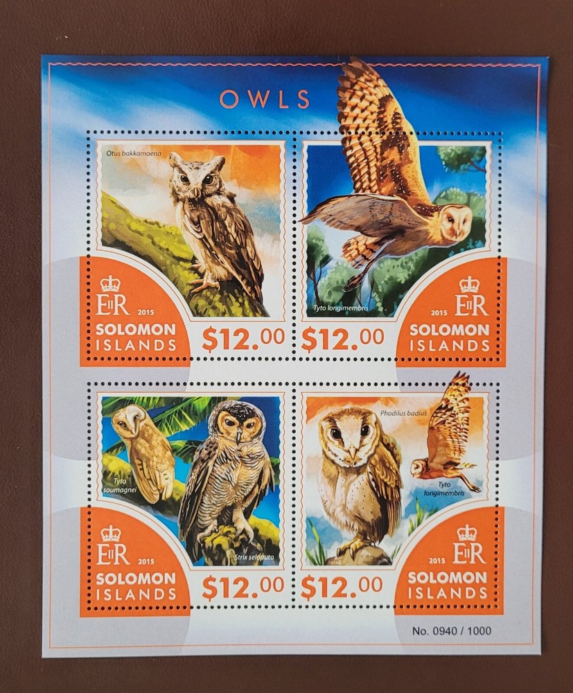 Solomon Island 2015 /  Birds - Owls  / 4v ms