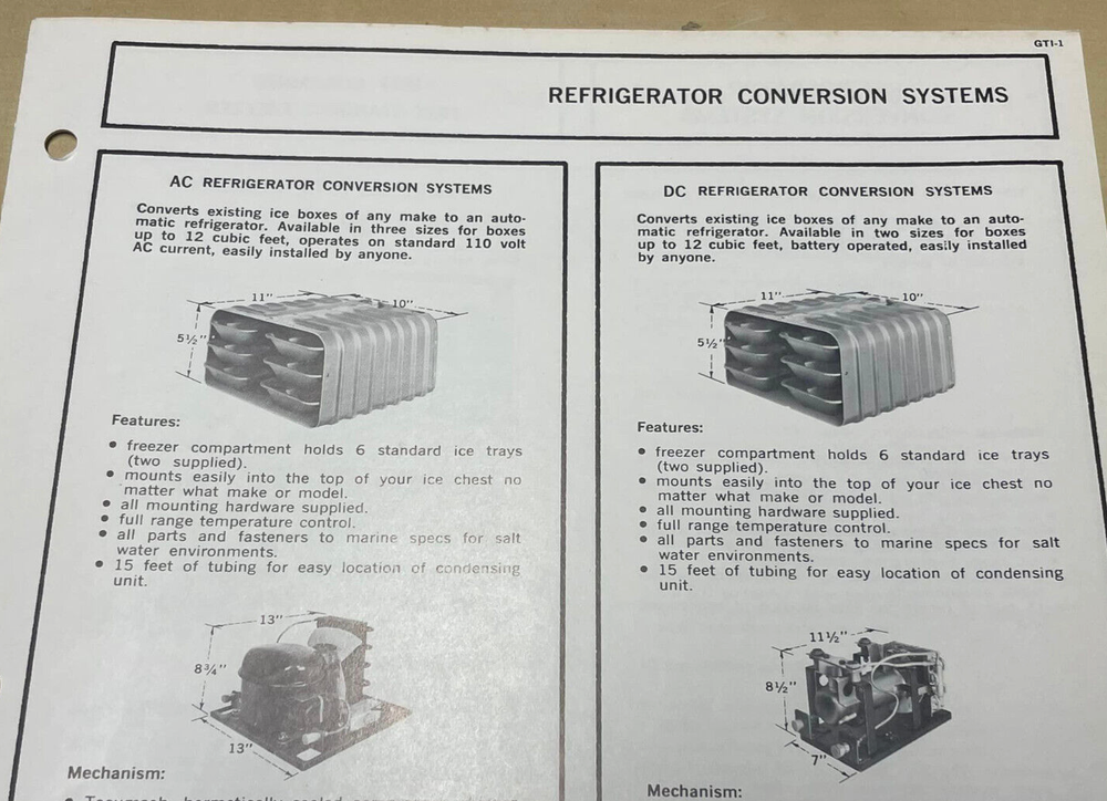 Vtg General Thermetics Price Sheet and Refrigerator Conversion Systems Brochure