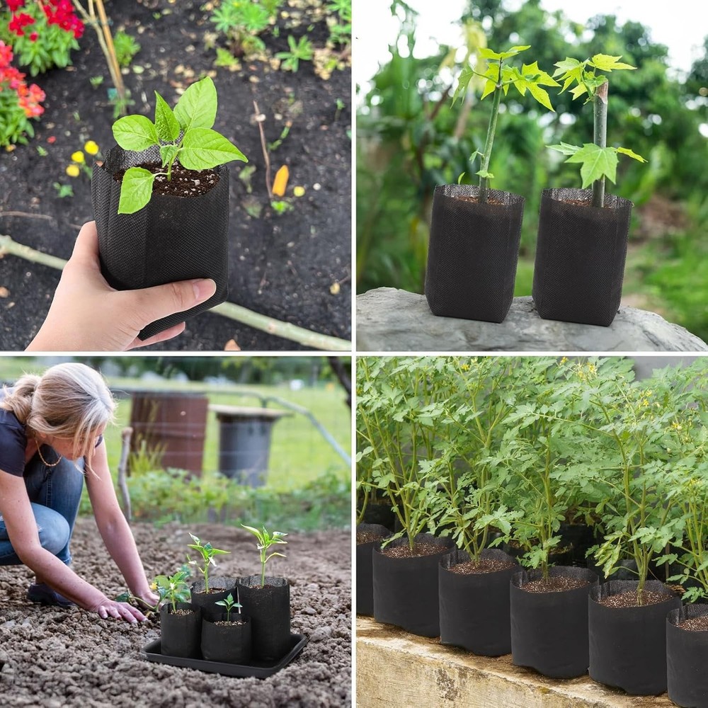 100PCS Biodegradable Seedling Nursery Bags for Easy Transplanting