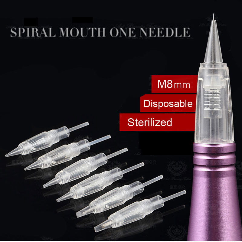 50Pcs Replace 1P Cartridge Tips for Permanent Makeup Eyebrow Lip Tattoo Machine
