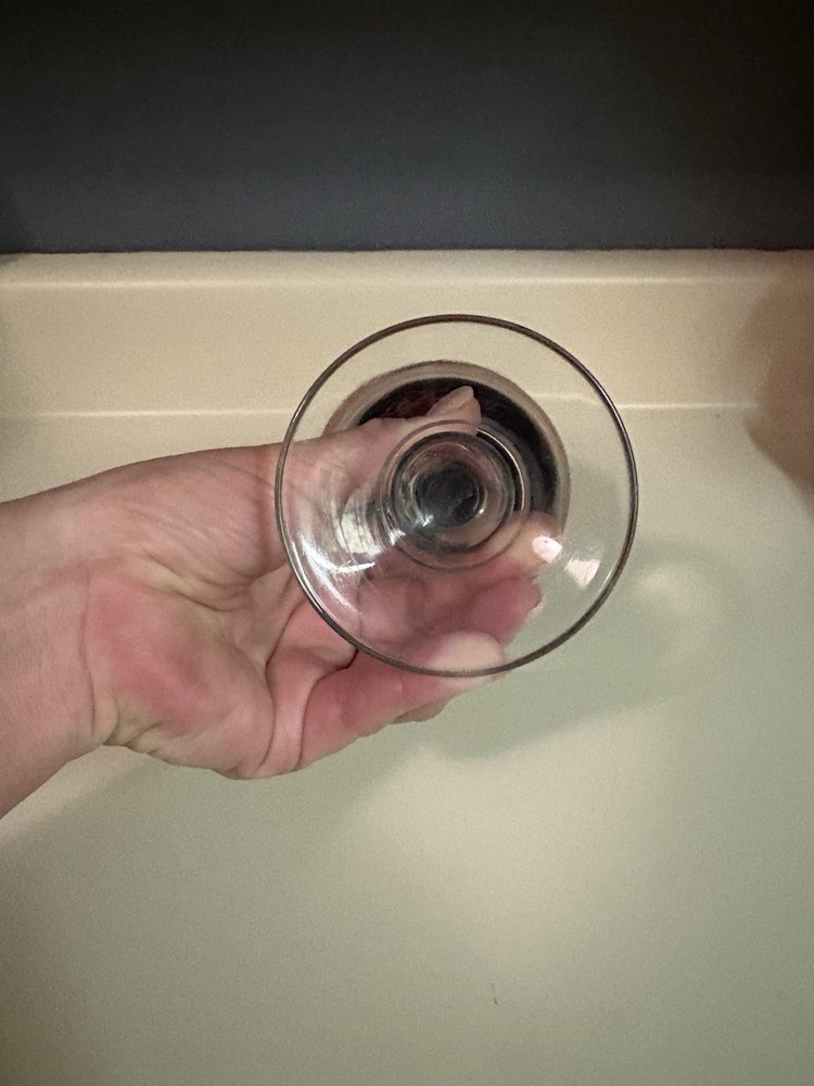 Vintage 7.25” Ruby Red with Clear Stem Wine Glasses~Replacement Piece