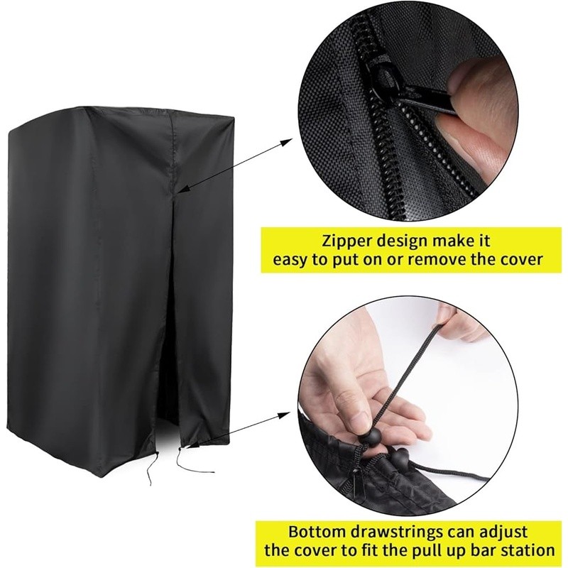 Waterproof Durable Pull Up Bar Station Cover W/ Zipper Adjustable String New
