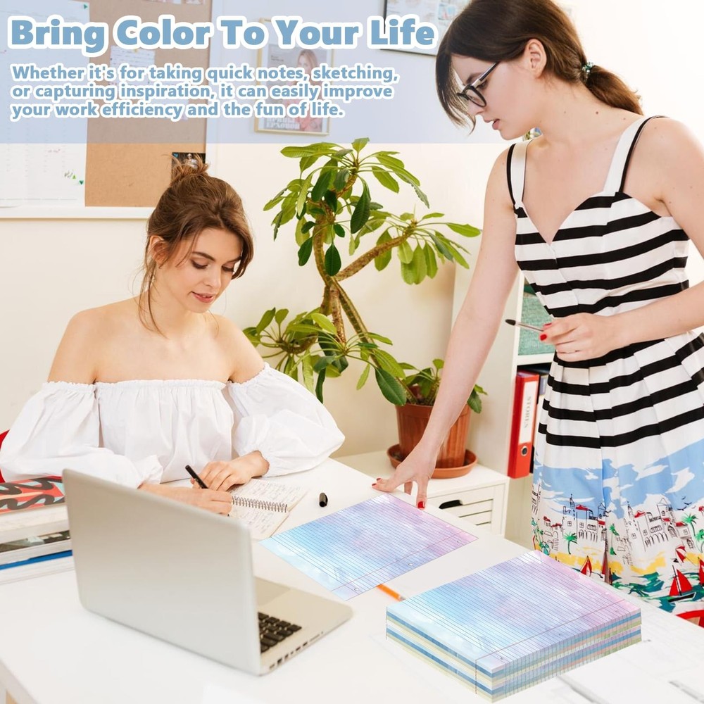 400 Sheets Letter Size Colored Loose Leaf Paper College Ruled For 3-Ring Bind...