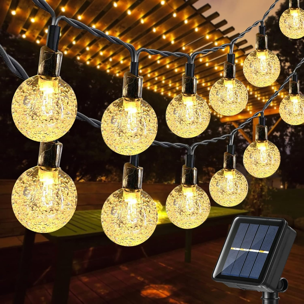 Solar String Lights Outdoor, 36Ft 60 LED Globe String Lights, Waterproof Crystal