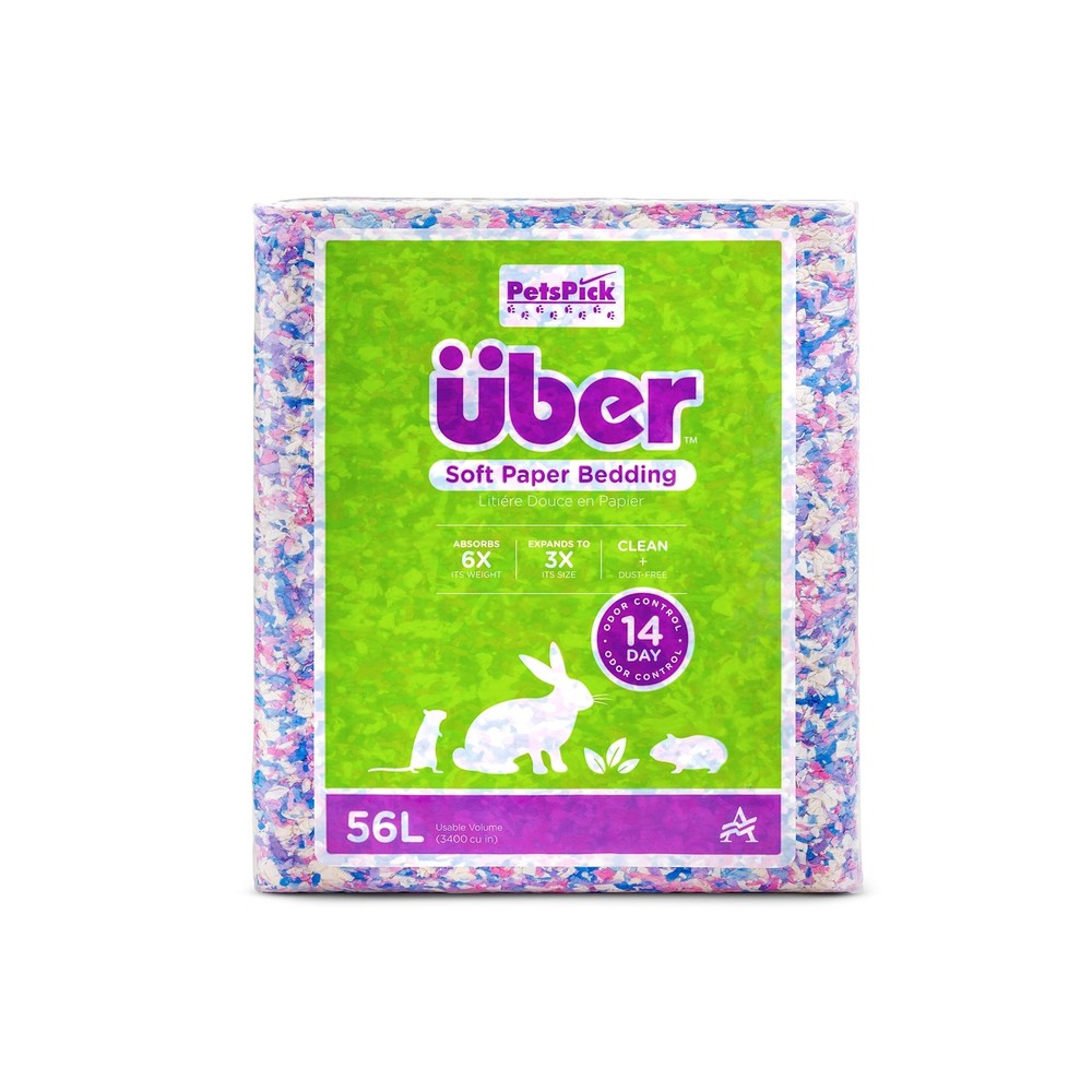 PETSPICK Uber Soft Paper Pet Bedding for Small Animals, Confetti, 56L
