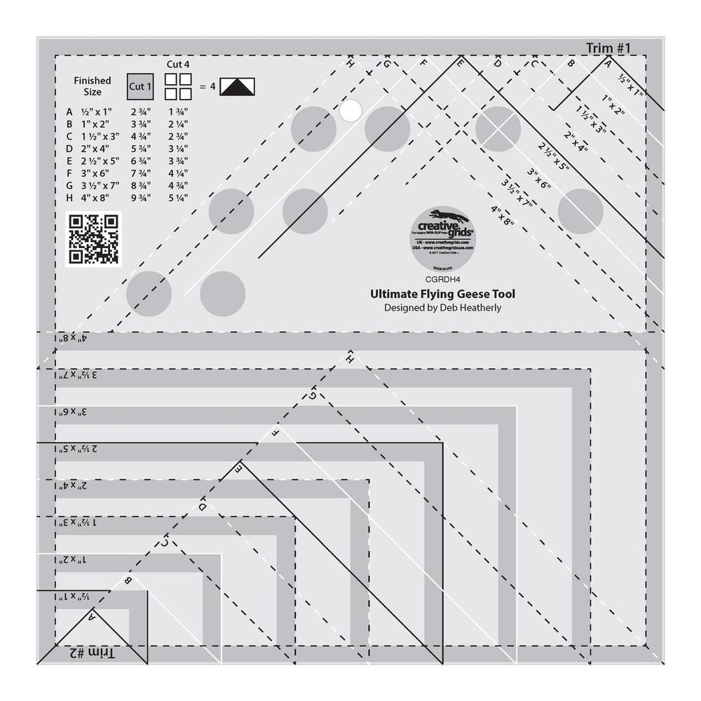 Creative Grids Ultimate Flying Geese Template and Quilt Ruler (CGRDH4)