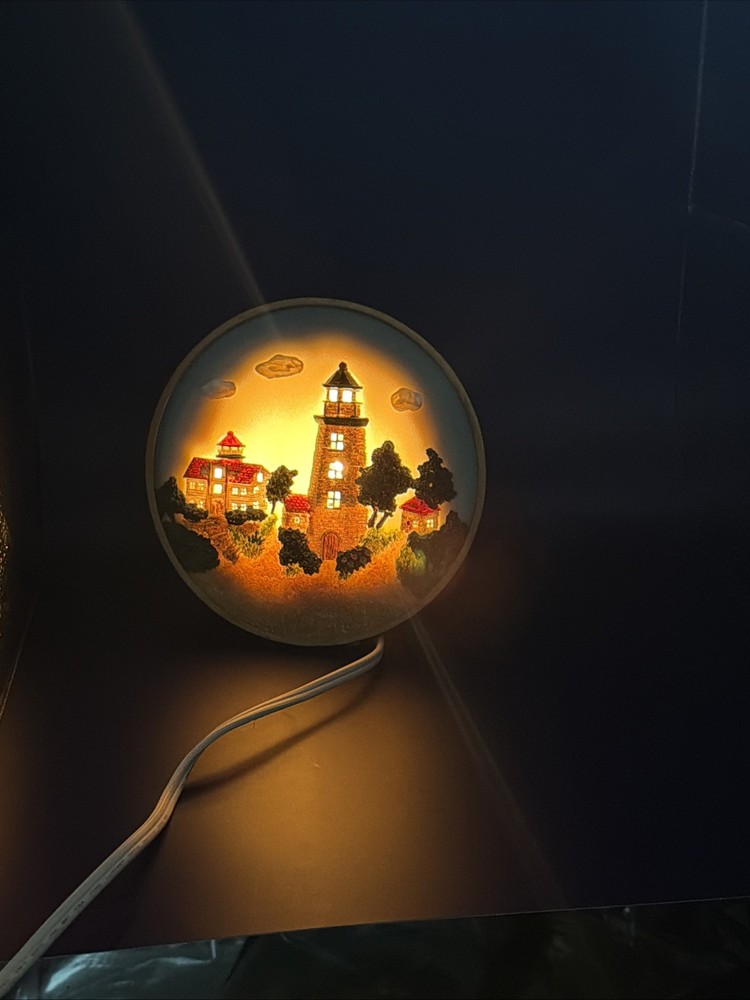 Resin Scenic Lighthouse Night Light 7" Diameter. A-23