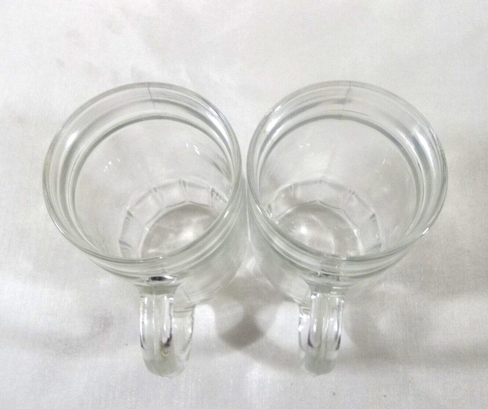 Set of 2 Clear Glass 7 oz Mugs