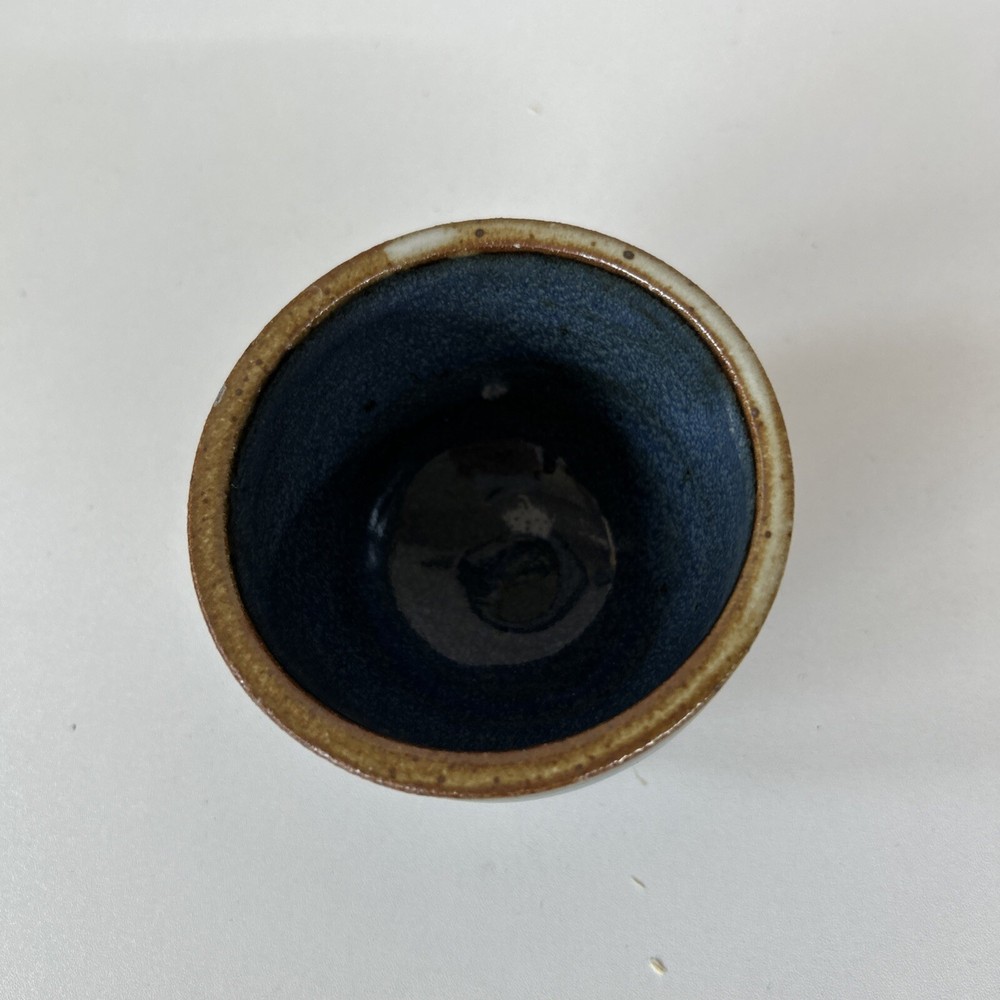 Studio Art Pottery Signed “AR” small blue bowl
