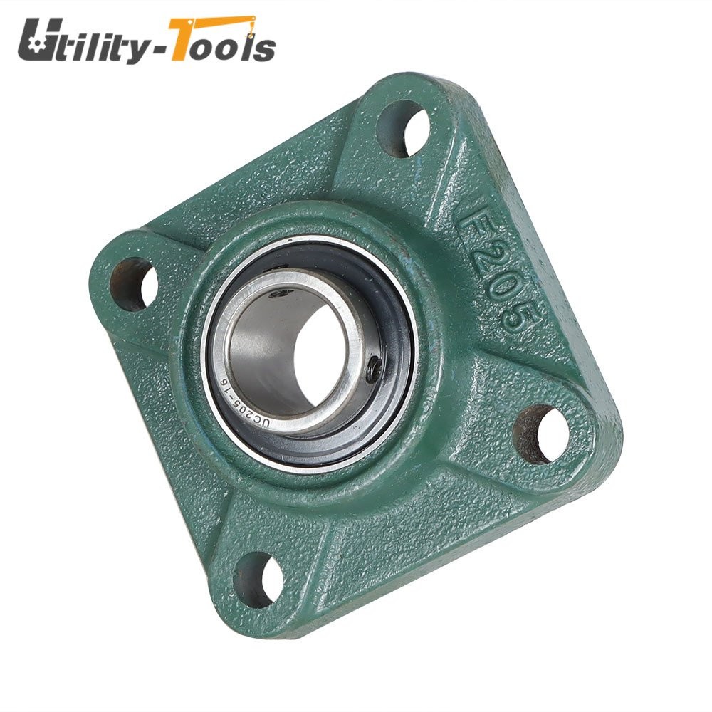 2 Pack UCF205-16 Solid Base Pillow Block Flange Mounted Bearing 1" Bore 4 Bolt