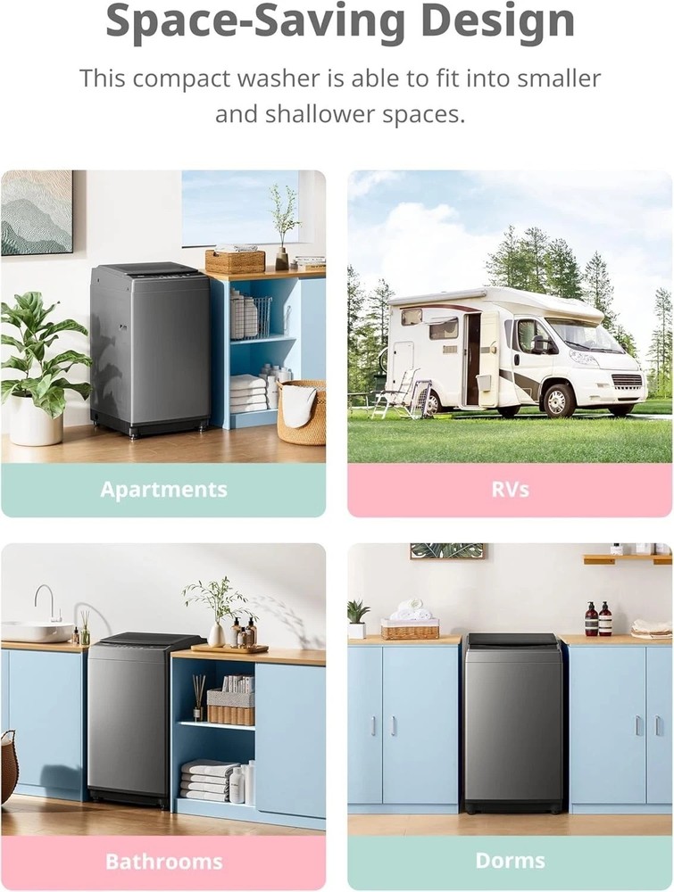 COMFEE’ 1.6 Cu.ft Portable Washing Machine, 11lbs Capacity Fully Automatic Co...