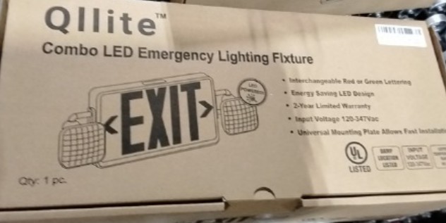 Qllite Combination Emergency Exit With LED Emergency Lights. Green And Red Exit.