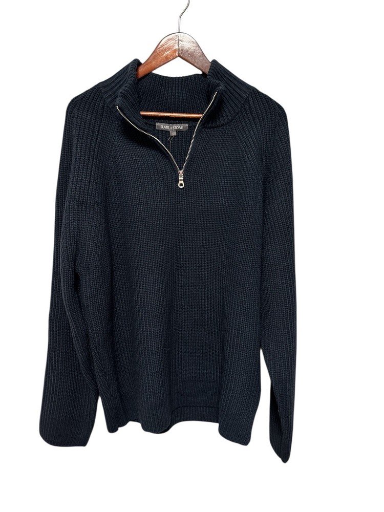Slate & Stone Navy Half-Zip Waffle Knit Pullover NWT Size: Large