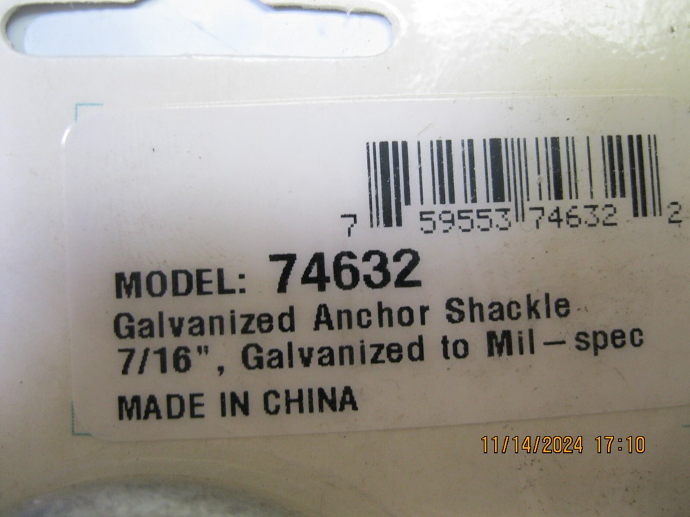 Valmar Marine Galvanized Anchor Shackle 7/16" Bulk 74632