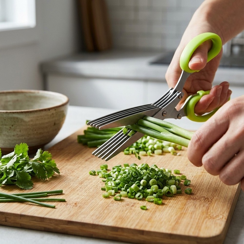 Kitchen Herb Scissors 5-Blade Stainless Steel Multi-Layer Cutter Home Cooking