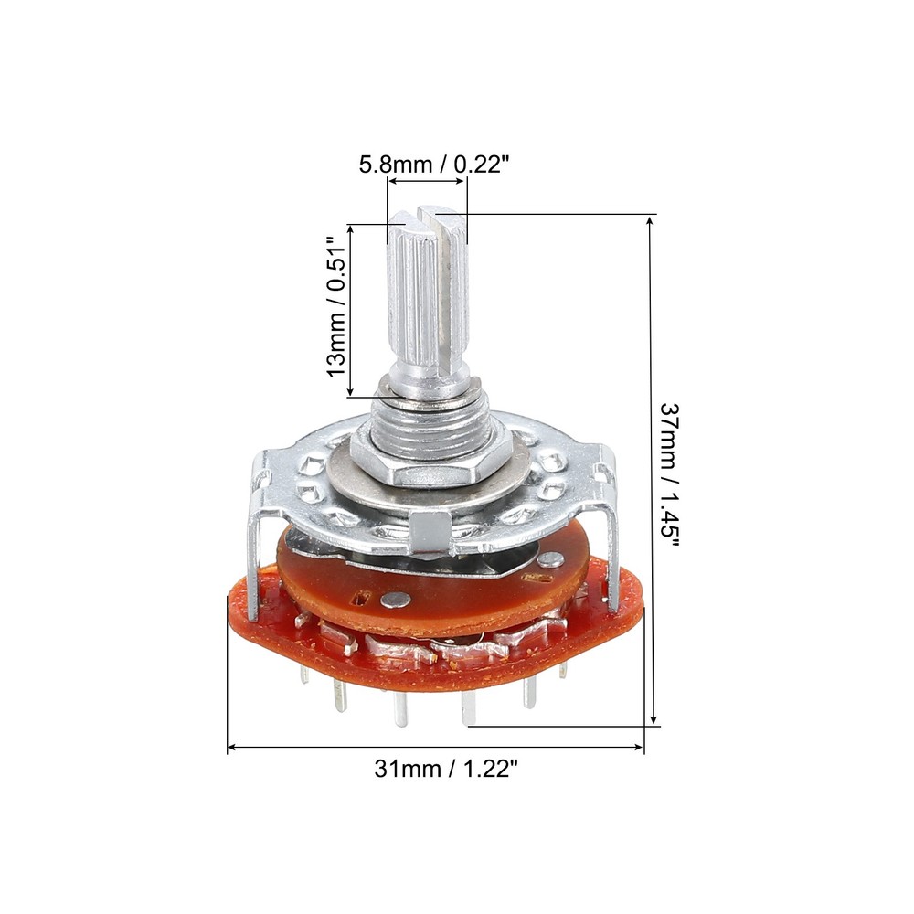 3Pcs 4P3T Rotary Switch 4 Pole 3 Position Band Selector 1 Deck