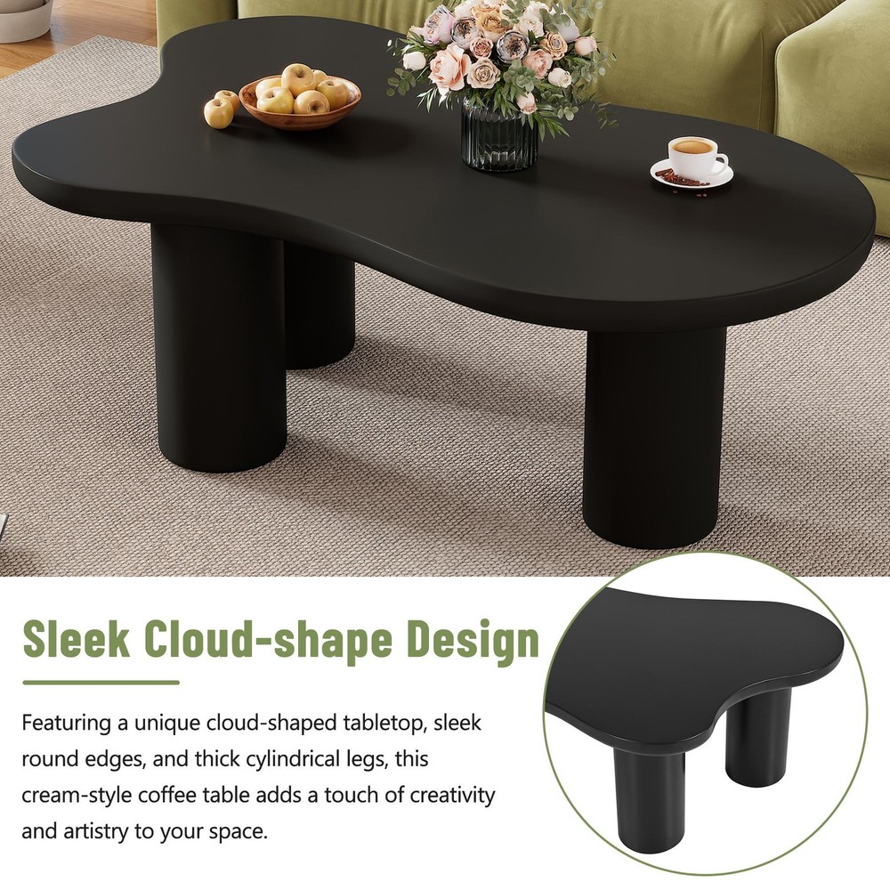 Vinsetto Cloud Coffee Table with 1.5" Thick Tabletop