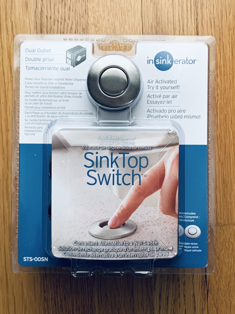 InSinkErator STS-OOSN SinkTop Satin Nickel Button Dual Outlet Switch Sealed Box