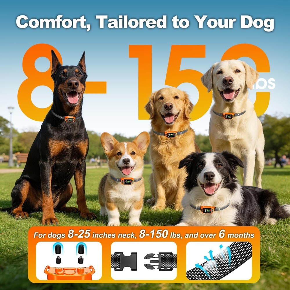 Bark Collar AI Dual-Detection, Instant Quiet Anti Bark Device 4 Training Mode...