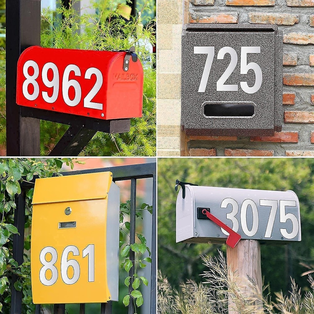 Reflective Mailbox Numbers for Outside - 30 Pcs Waterproof White