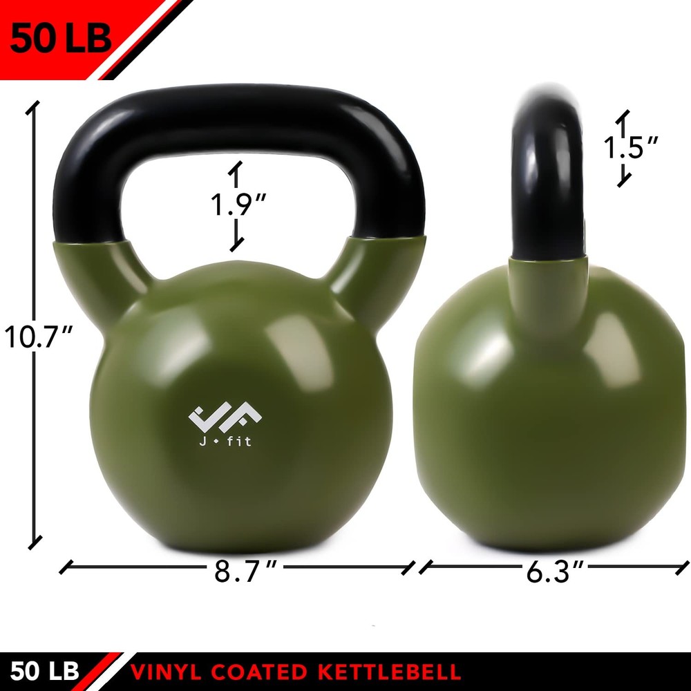 Kettlebell Weights Vinyl Coated Iron, 50 LB