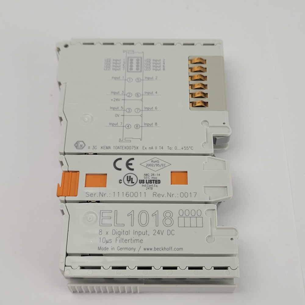 BeckHoff EL1018 EtherCAT Terminal 8-Channel Digital Input, 24 Vdc, 1-Wire System