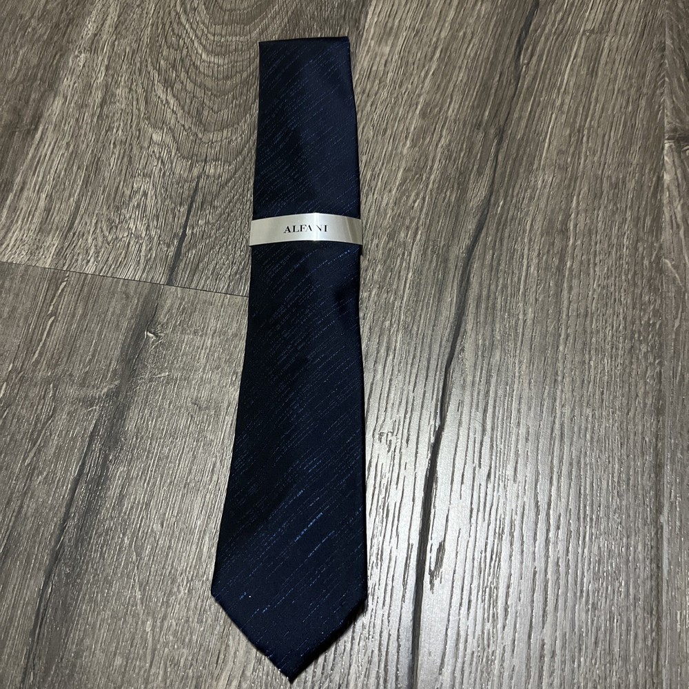 Alfani Men's Echo Solid Silk Blend Metallic Neck Tie Blue Size Regular B4HP