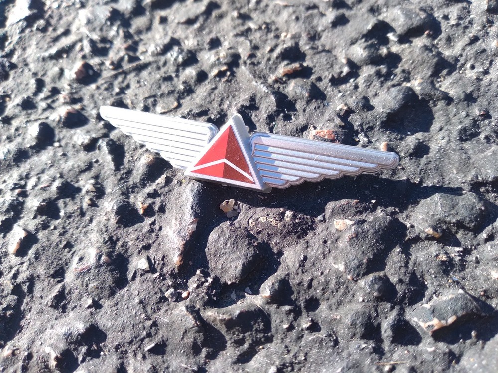 Delta Wings Brooch Pin Silver Red Triangle
