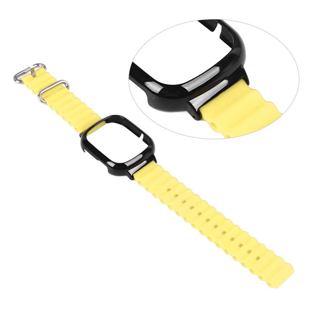 Silicone Watch Band With Case Replacement For Honor 4 Adjustable Strap (Yellow)