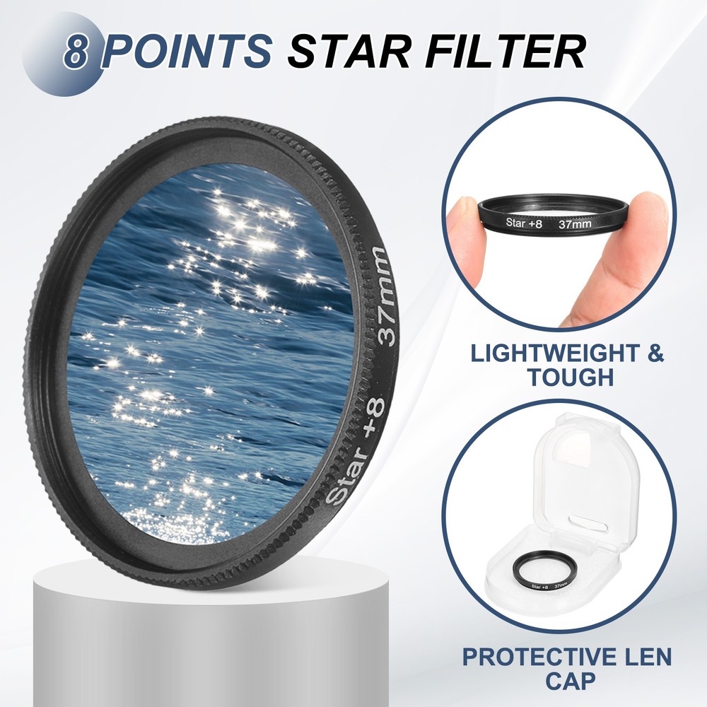 40.5mm Star Filter 8 Points Starburst Len Filter Variable Twinkle Effect Black