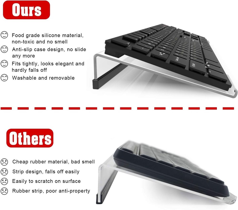 Stylish Ergonomic Computer Keyboard Stand - Clear Acrylic for Modern Workspaces