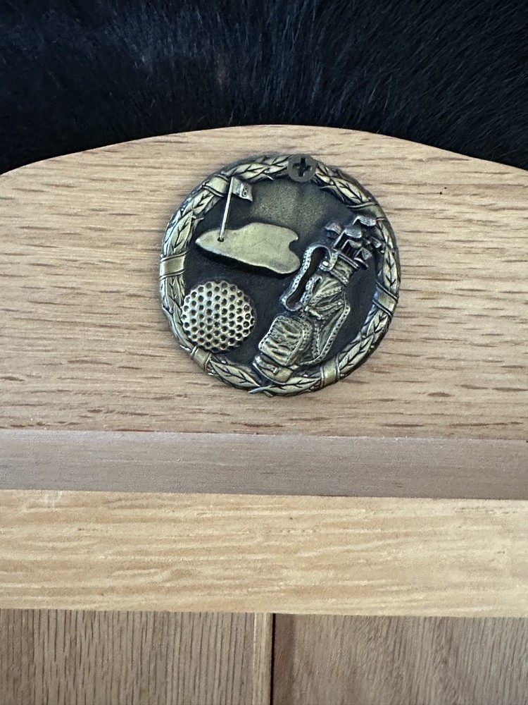 Golf Ball Display Rack - Solid Oak- With Bonus Golf Training Mat