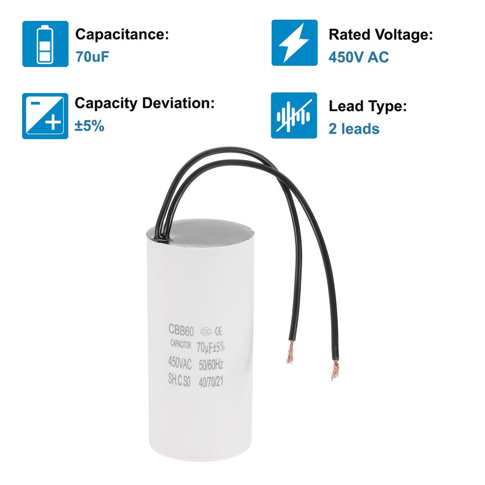 70uF CBB60 Running Capacitor, Run Capacitor,White