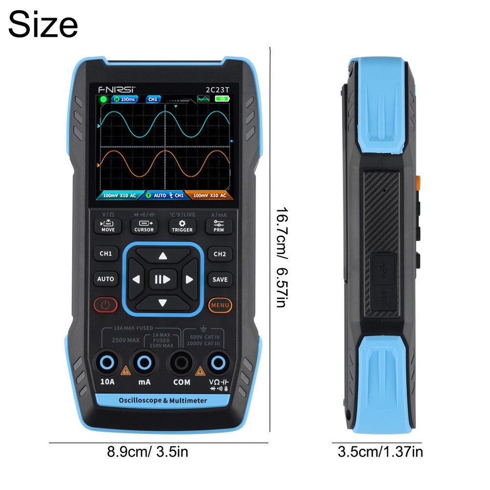 FNIRSI 2C23T Handheld Digital Oscilloscope Multimeter Function Signal Generator※