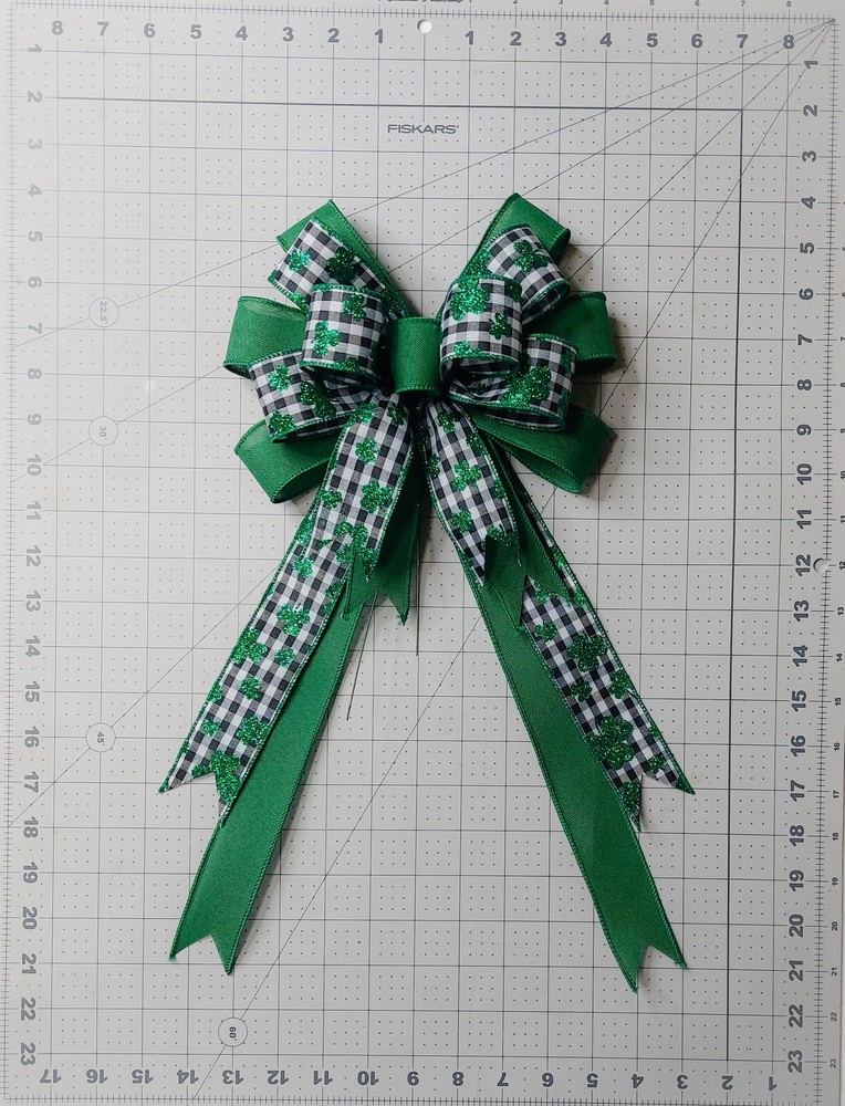 St Patrick's Day Bow, Metallic, Shamrocks, Gingham Check