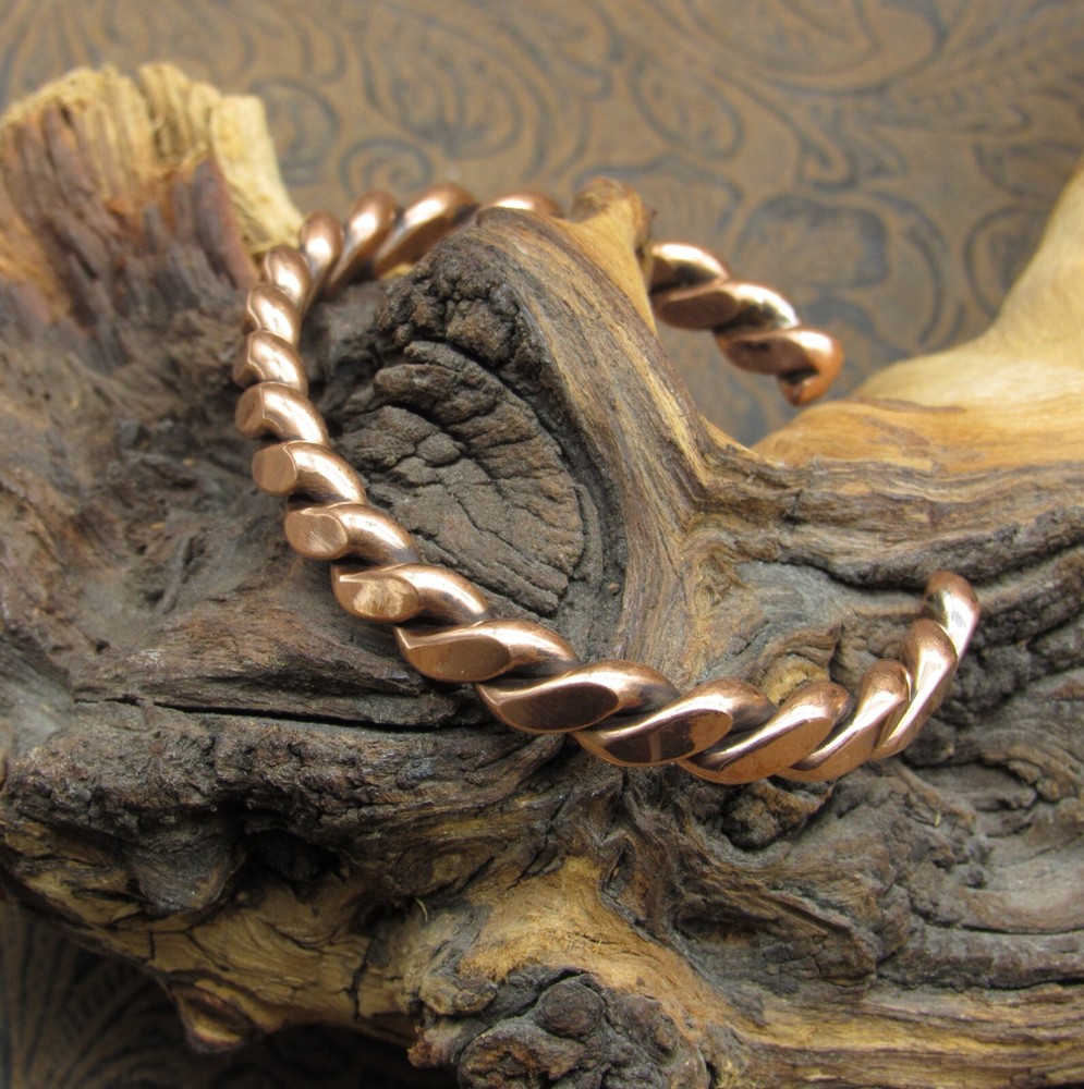 *Narrow Flattened Twist Copper Cuff Bracelet