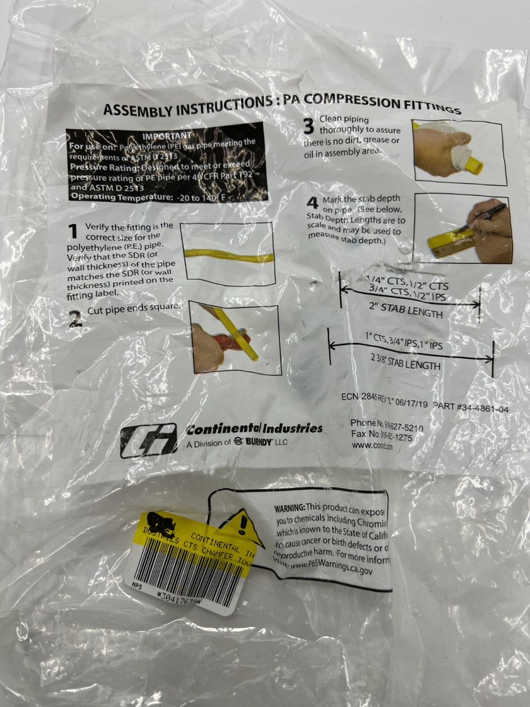 Continental Industries Compression Fitting Coupling 1" IPS 565752101400