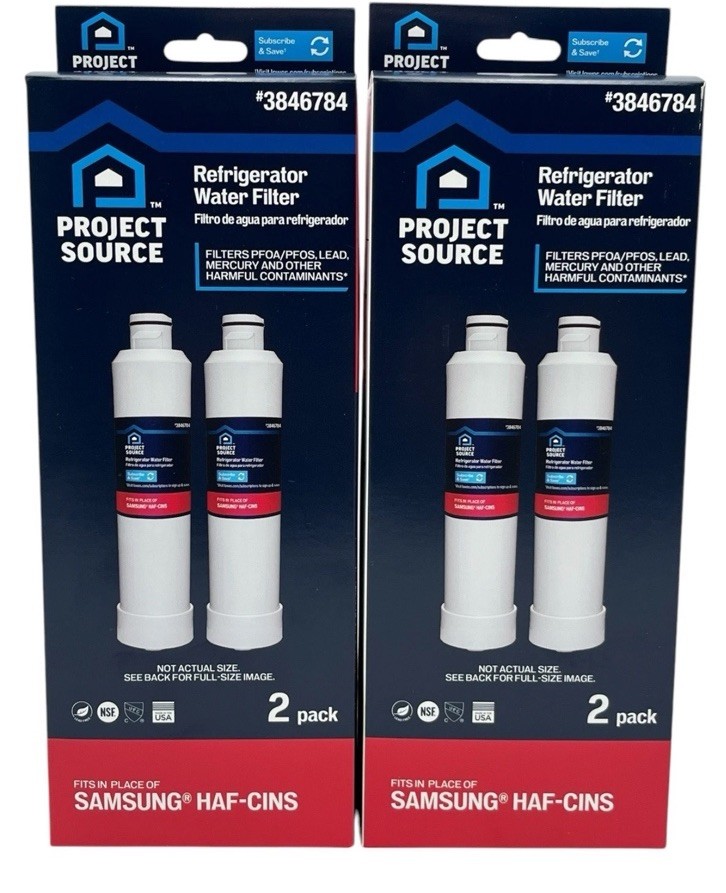 Project Source 3846784 Refrigerator Water Filter 4 Pack (2 Packs Of 2)