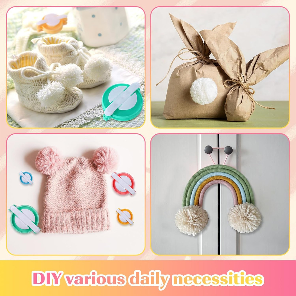 16 Pcs Pompom Makers for Yarn 4 Different Sizes Pompom Maker Kit Craft Tool Set