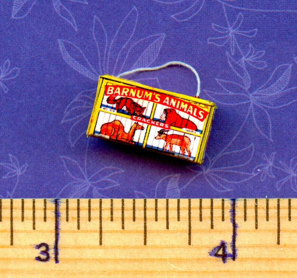Dollhouse Miniature Size Animal Cracker Box Yellow with String