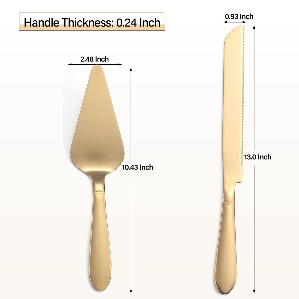 Cake Cutting Set for Wedding, Elegant Cake Knife and Server Set with Thickene...