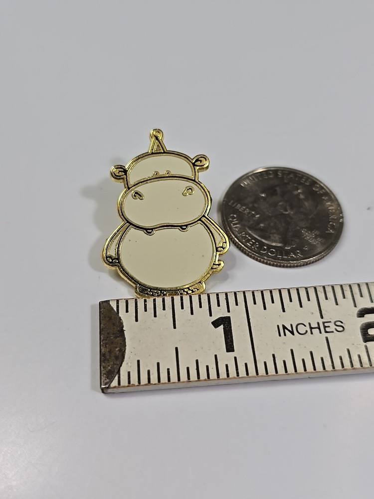 White Hippopotamus Lapel Pin