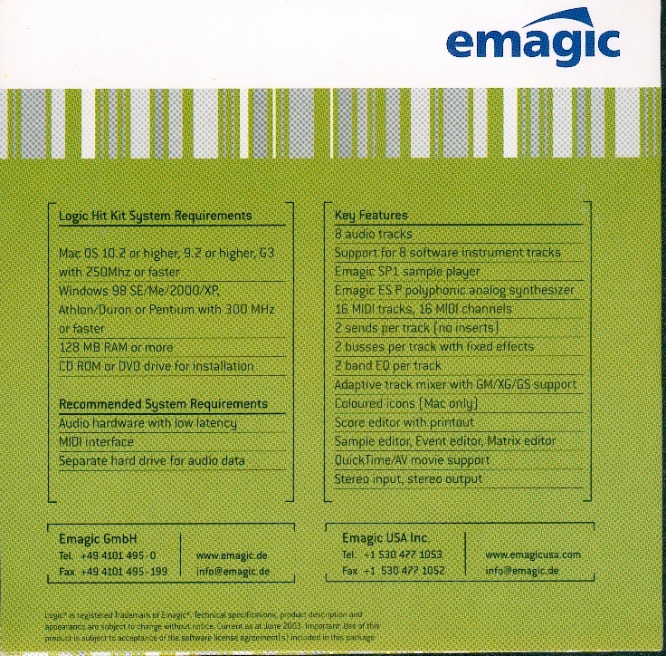 LOGIC - for Mac & PC --LOGIC MULTI-TRACK RECORDING STUDIO -Rare PC version ****