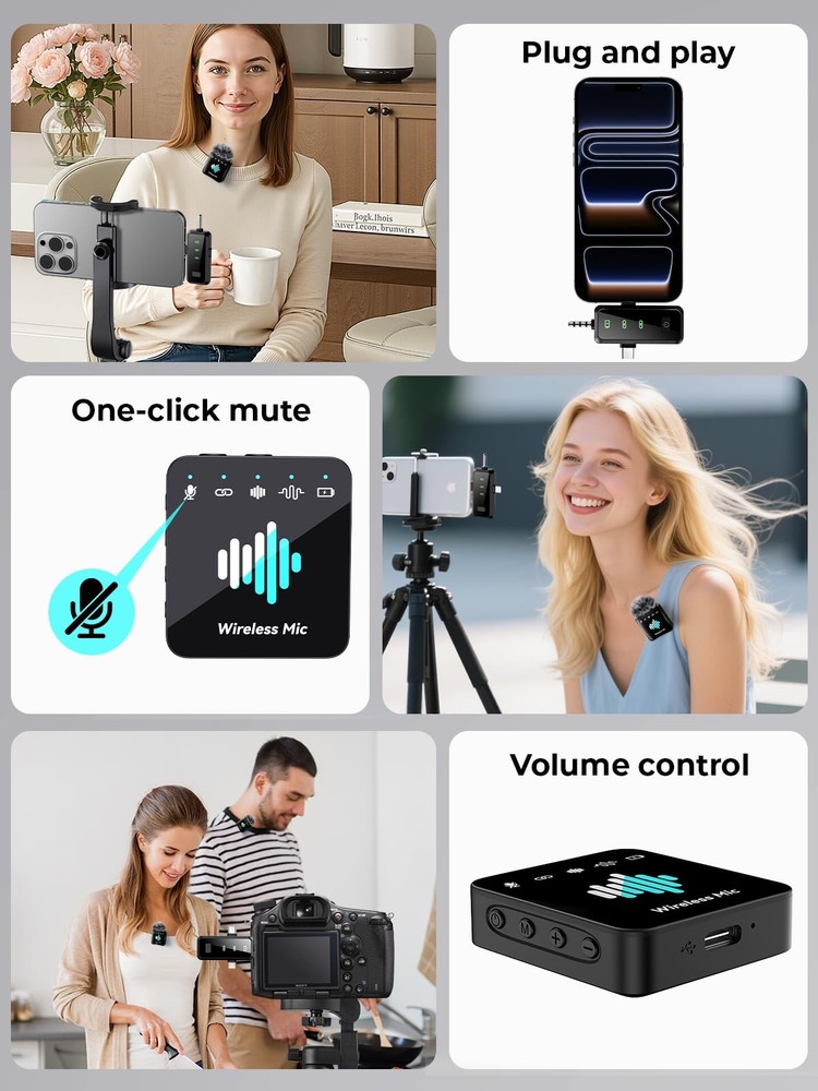 Wireless Lavalier Microphone for iPhone: Mini Microphone Noise Reduction - 32...