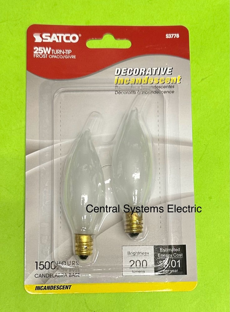 2-Pack 25 Frosted Night Light Bulb Candle Base Turn Tip Shape