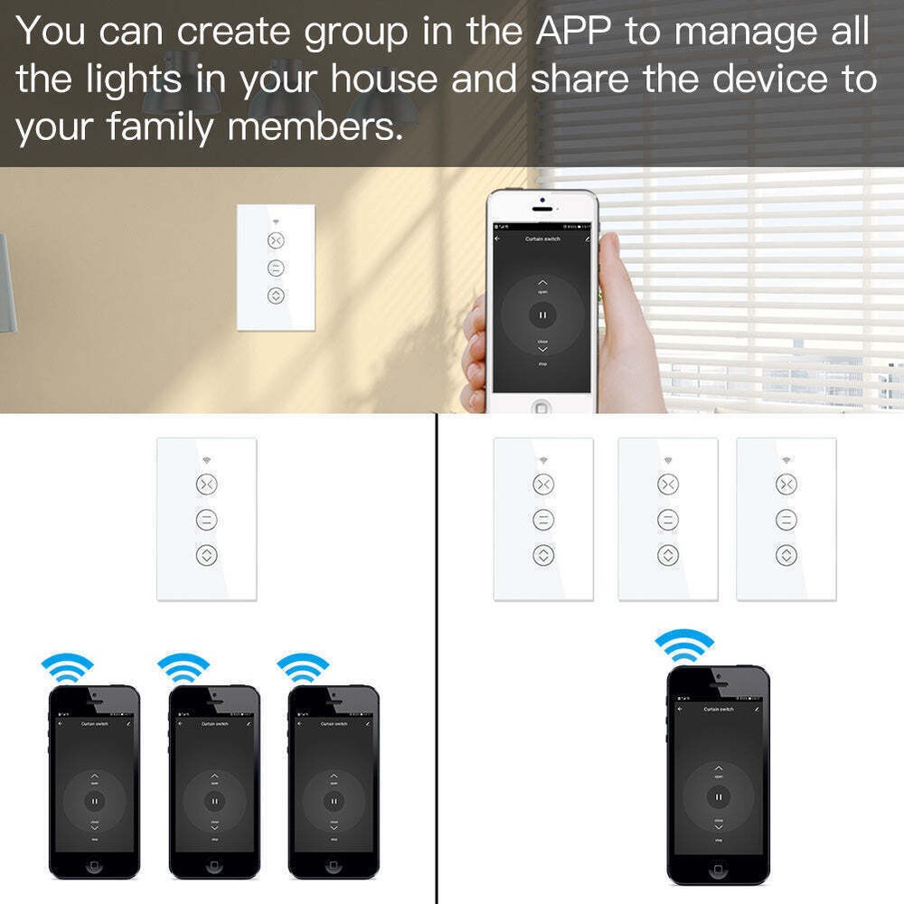 MOES WiFi RF Smart Curtain Switch Roller Blinds Shutter Timer Alexa Google APP