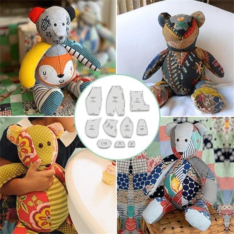 30 Pcs Acrylic Memory Bear Template Ruler Set, Sewing Patterns for Beginners ...